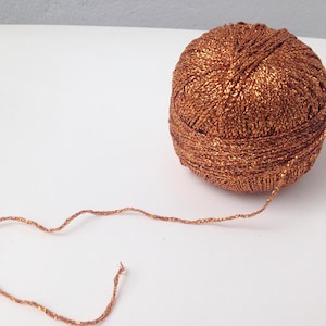 Copper Gold Metallic Lurex Yarn, Bronze Glitter Sparkle Yarn for Bags, Knitting & Crochet Accessories Ball (382 Yards)