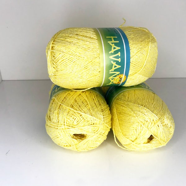 Fil à tricoter d'été en coton et viscose jaune, 100 gr