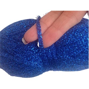 Royal Blue Metallic Yarn Glitter Sparkling Lurex thread Knitting Crochet Ball