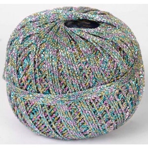 Silver Melange Rainbow Metallic Yarn, Accessories Decorations Brocade Lurex Lame Glitter Yarn Ball