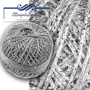 Filato setoso argento satinato metallizzato, filato scintillante a maglia all'uncinetto, accessori decorazioni filato
