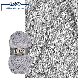 Silver Metallic Yarn, Crocheting Knitting Ribbon Glitter Lurex Yarn, Sparkling Accessories Ball Skeing Yarn, Christmas decoration