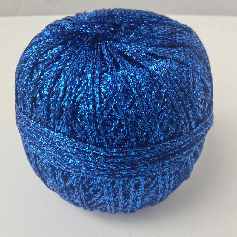 Royal Blue Metallic Yarn Turkish Dark Blue Lame Lurex Yarn Etsy