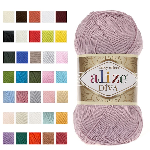 ALIZE DIVA - effet soie, fil acrylique en microfibre, fil de poids Sport 4 plis, tricot Crocheting pelote de laine d'été