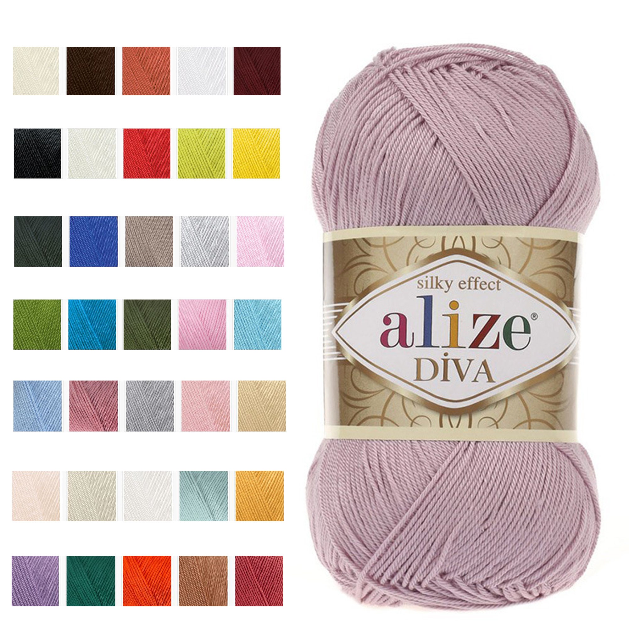 ALIZE DIVA Silk Effect, Microfiber Acrylic Yarn, 4 Ply Sport Weight Yarn,  Knitting Crocheting Summer Yarn Skein 