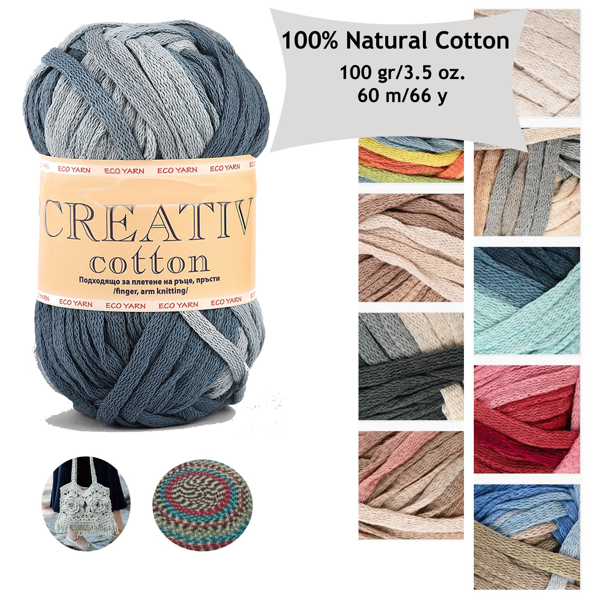 Crochet Tshirt Yarn, Hand-dyed Yarn for Basket, Multicolored Tshirt Yarn,  Jersey Knitted Yarn, Tyarn for Bag, 109 Yards Yarn 
