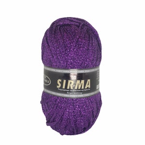 Dark Purple Metallic Ribbon Yarn Glitter Sparkling Lurex thread Accessories Knitting Crochet Skein, 4 mm wide/ 1.75 oz/ 131 y
