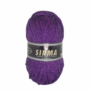 Cinta metálica de color morado oscuro purpurina, accesorios hilo lurex brillante tejer, madeja ganchillo, 4 mm ancho / 1,75 oz / 131 años imagen 1