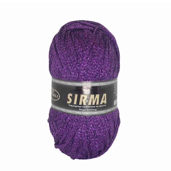 Fil de ruban métallique violet foncé paillettes fil lurex étincelant Accessoires tricot Crochet pelote, 4 mm de large / 1,75 oz / 131 y