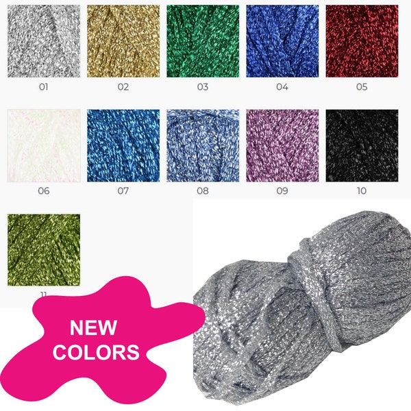 Fil de ruban de brocart métallique, paillettes Lurex Sparkle Lame Crochet tricot boule pelote