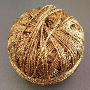 Gold Metallic Yarn,  Glitter Golden Lurex Sparkle Knitting Crochet Yarn Ball, 219 y/1.75 oz.