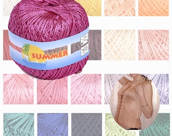 Summer SIlky Viscose Satin Yarn, Summer Knitting Crochet Sparkle Yarn Ball