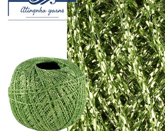 Lime Green Metallic Lurex Yarn, Spring Green Glitter Thread Ball for Bags, Decoration, Knitting, Crocheting (382 yards)