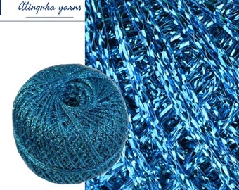 Aqua Blue Turquoise Metallic Yarn, Glitter Lurex Lame Sparkle Yarn, Accessories Knitting Crochet Ball Thread