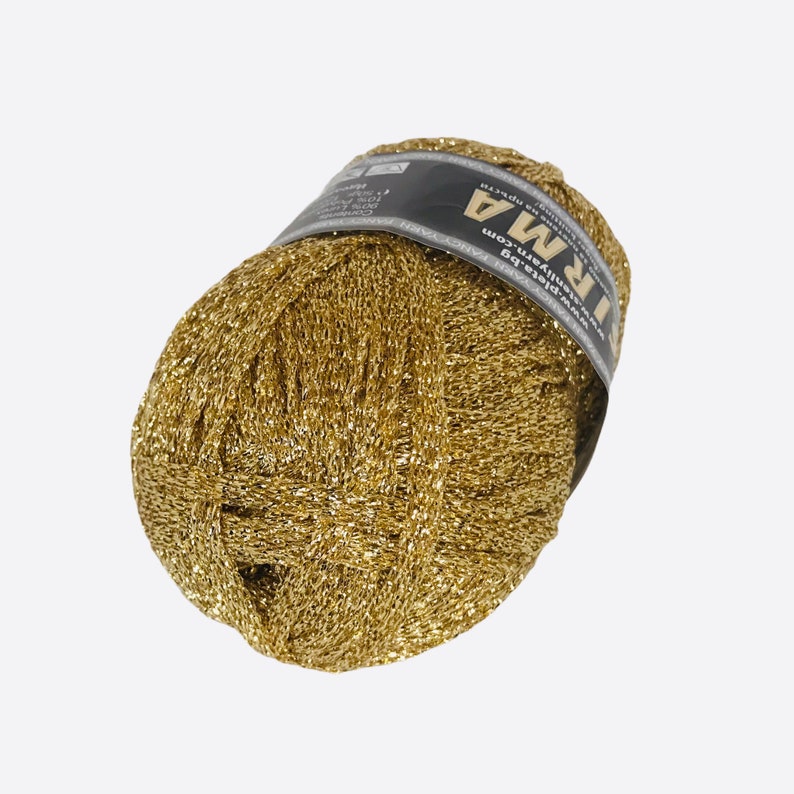 Gold Metallic Ribbon Yarn Golden Glitter Lurex Lame Brocade Etsy
