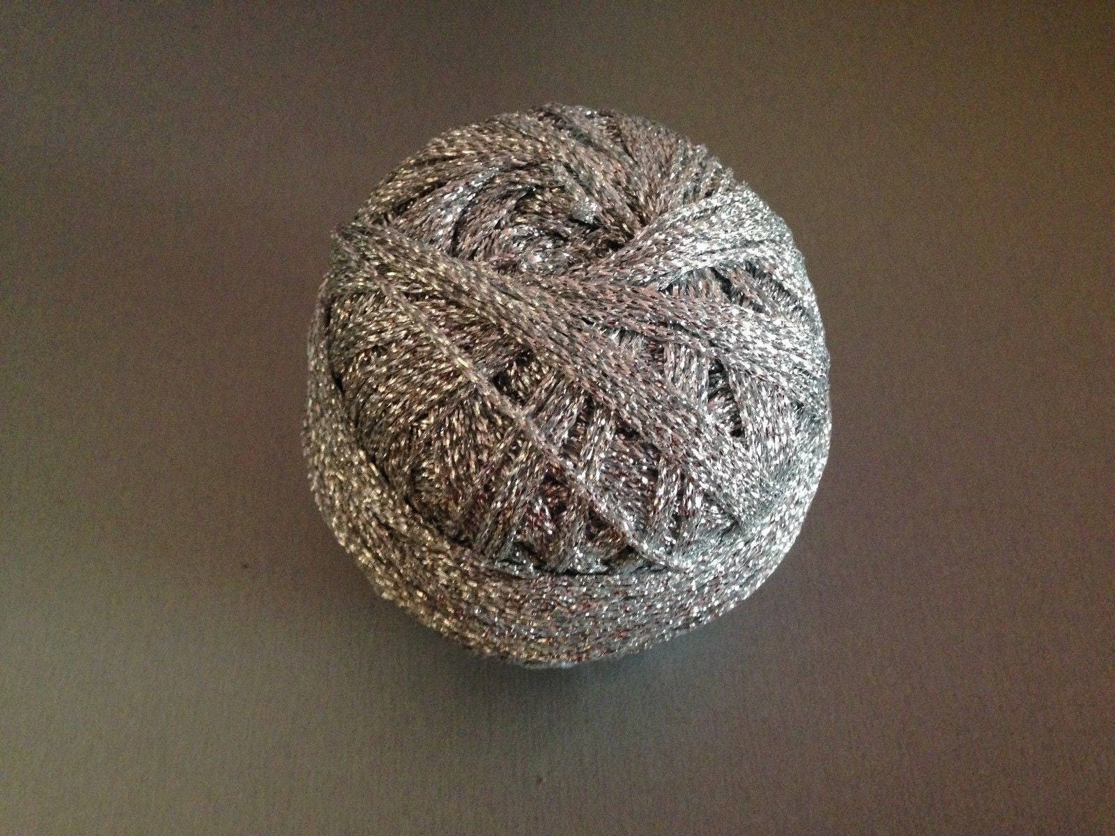 Silver Metallic Brocade Yarn, Lurex Lame Glitter Sparkling Silver Metallic Brocade Yarn, Lurex Lame Glitter Sparkling
