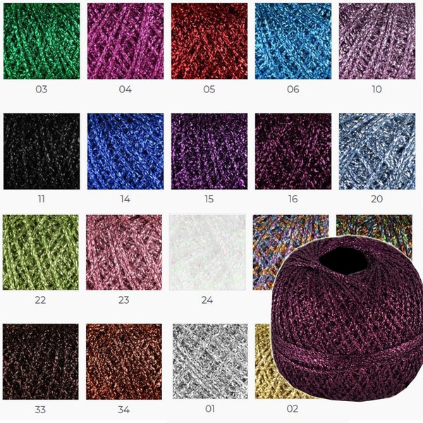 Brocart métallique scintillant scintillant fil Glitz, tricot crochet accessoires boule de fil