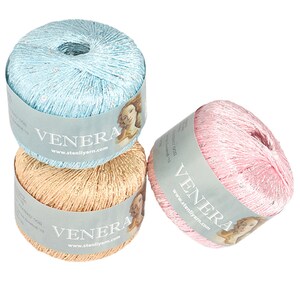Filato di lusso in viscosa con paillettes per uncinetto, diversi colori, 1,75 oz/50 gr, 131 yds/120m