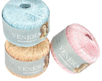 Hilo Rayon Seda con Lentejuelas – 120 m/131 yards para Crochet, Tejer & Proyectos Creativos