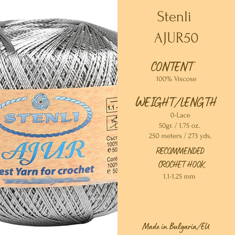 Silk Viscose Yarn – Rayon Thread, Shiny Crochet & Embroidery, Fine Craft Yarn 273 yards image 2