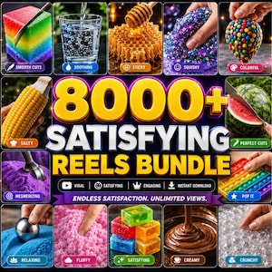 8000+ Satisfying Videos Pack, ASMR videos, Trending Videos, Background videos, TikTok Instagram Reels Shorts, Slime Sponge Hydraulic Press