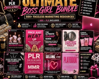 36+ e-boeken Digital Boss Girl-bundel bewerkbare canva-sjablonen PLR/MMR trending digitale producten, digitale marketingbundel DFY, schoonheidsproduct