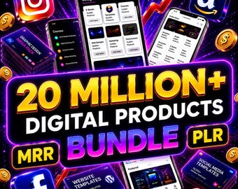 20 Million+ PLR & MRR Digital Products Mega Bundle  | Resellable eBooks, Courses and Templates | Instant Download