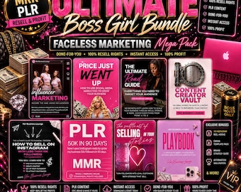 50+ ebooks Digital Boss Girl Bundle Editable Canva templates PLR/MMR trending digital products, digital marketing bundle DFY, Beauty product