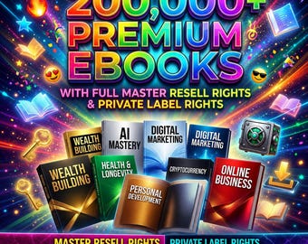 200,000+ Resellable eBooks Mega Bundle PLR MRR Digital Download Library