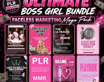22+ ebooks Digital Boss Girl Bundle Editable Canva templates PLR/MMR trending digital products, digital marketing bundle DFY, Beauty product