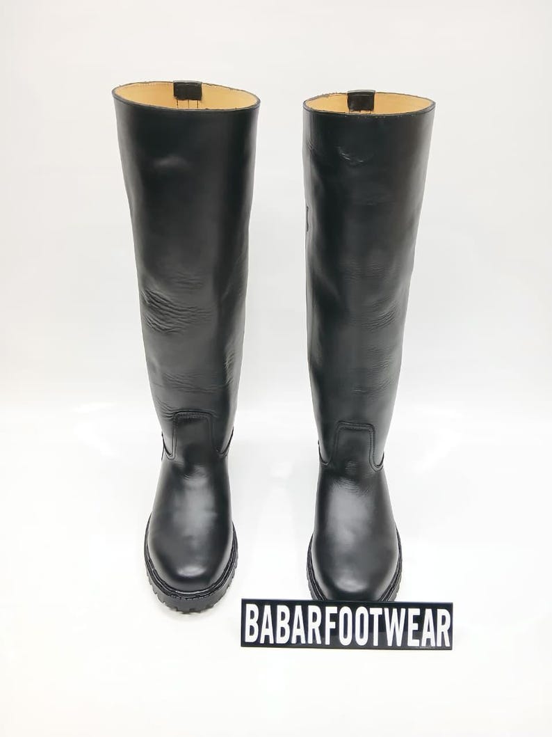 Military Style Riding Boots Handmade Black Leather Tall Boot - Etsy