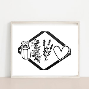 Practical Magic Print - Fanart portraiture keepsake - Salt Rosemary Lavendar and Love - Art print - Original linocut printmaking