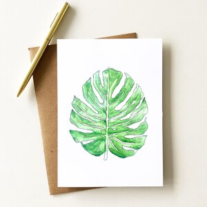Carte Little Monstera - Carte de vœux vierge en toute occasion - Feuille botanique Tirage d’art