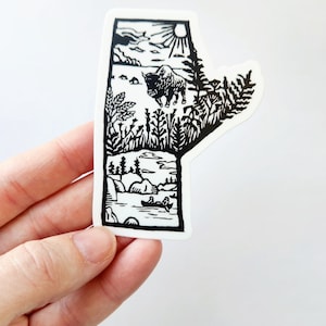 Manitoba Province Sticker - Waterproof Art Sticker - Linocut print Winnipeg