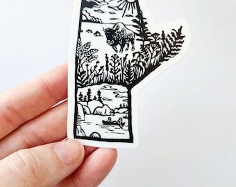 Manitoba Province Sticker - Waterproof Art Sticker - Linocut print Winnipeg