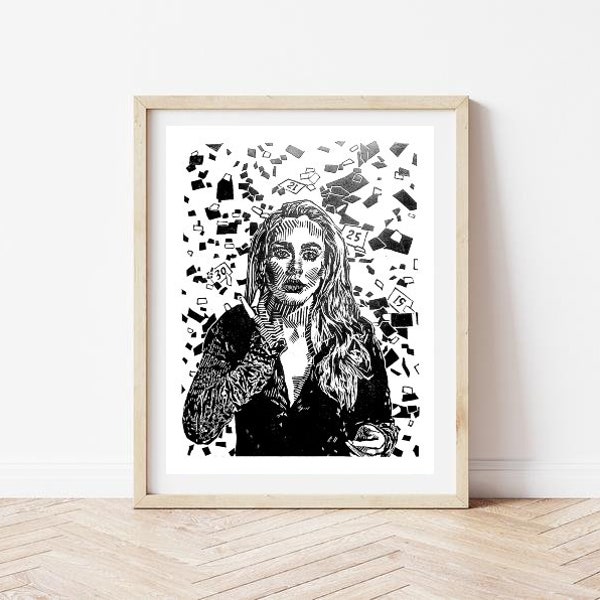 Adele concert - Fanart Portrait - Feministisches Künstlerportrait - Kunstdruck - Original Linoldruck