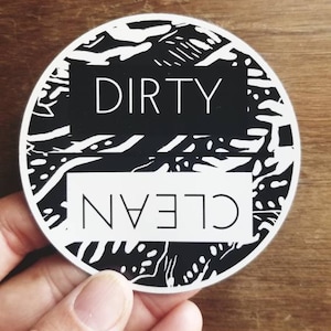 Clean/ Dirty Dishwasher magent - Organization homegoods - durable frdge magnet - Linocut printmaking