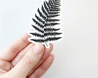 Adesivo de folha de samambaia - Design de amante da natureza - Adesivo de arte à prova d&#39;água - Impressão em linóleo