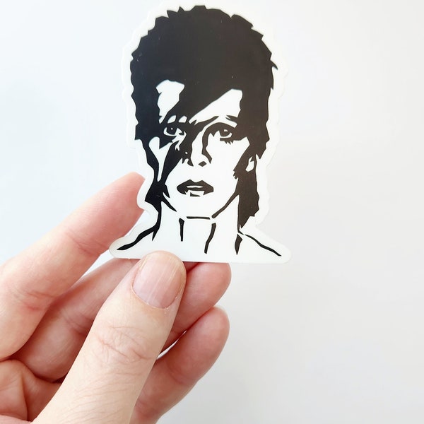 David Bowie Sticker - music portrait fanart - Waterproof laptop Art Sticker - Linocut printmaking