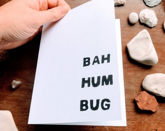Bah Hum Bug - Christmas card - Art print - Linocut printmaking