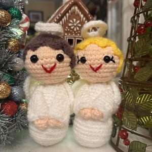 Handmade Crochet Angels, Amigurumi Kawaii Stuffed Doll, Religious Plush Toy Gift, Crochet Doll Set