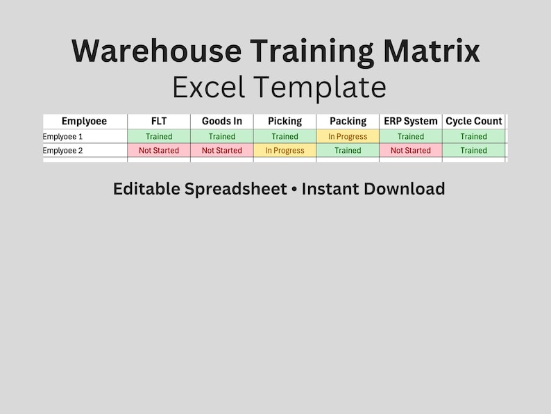Control Matrix Warehouse Warehouse Training Matrix Excel Template - Etsy