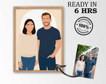Minimalist Couple Portrait, Faceless Illustration, Flat Color Custom Art, Photo to Simple Portrait, Personalized Couple Drawing
