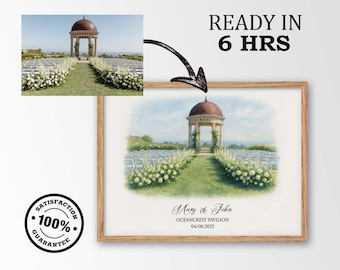 Custom Wedding Venue Watercolor | Painting from Photo | Personalized Wedding Location Portrait | 1st Anniversary Gift | Wedding Decor