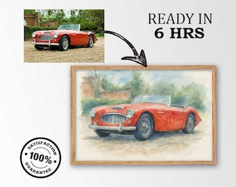 Custom Watercolor Car Portrait from Photo | Car Painting | Personalized Car Gift | Car Lover Gift | Gift for Boyfriend, Dad or Him