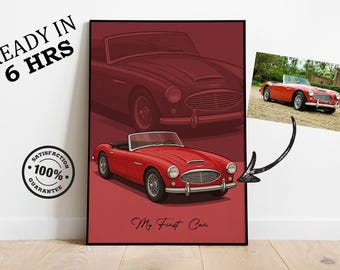 Custom Car Portrait Vector Style | Car Illustration from Photo | Digital Car Drawing | Gift for Boyfriend, Dad or Him | Valentine’s Day