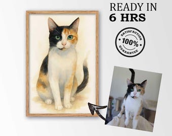 Custom Cat Watercolor Portrait from Photo | Personalized Cat Art | Cat Watercolor Illustration | Pet Memorial Gift | Digital Download