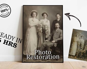 Old Photo Restoration Service | Restore Damaged Vintage Photos | Black and White Photo Repair | Digital Download | Memorial Family Keepsake