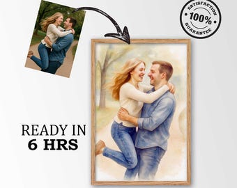 Custom Watercolor Couple Portrait from Photo | Personalized Couple Painting | Romantic Gift | Portrait | Painting | Portrait for a Couple