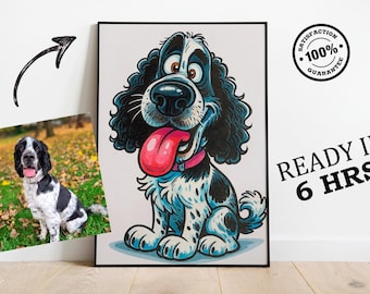 Custom Dog Caricature from Photo | Funny Pet Portrait in Color | Cartoon Drawing | Personalized Pet Gift | Dog Lover Gift | Pet Caricature